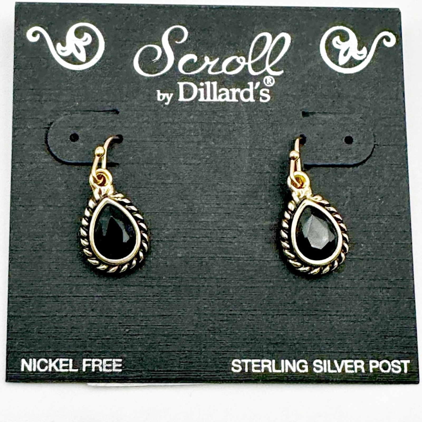 Scroll Earring Nwt Jet Black Gold Tone By Dilliards Casual Everyday Earrings